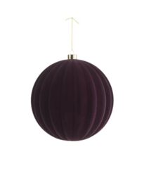 Purple Ribbed Velvet Christmas Bauble 20 cm, Extra Large Tree Ornament