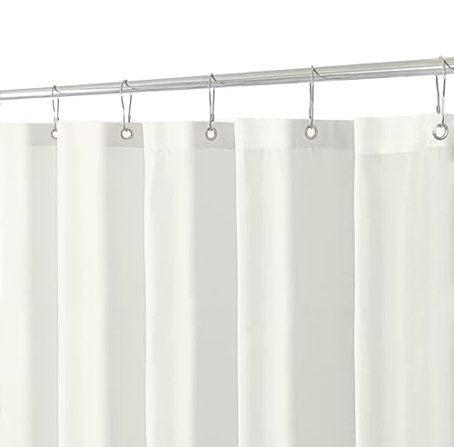 Biscaynebay Extra Long Fabric Shower Curtain Liner 72 Inch Width by 84 Inch Length, Ivory Water Resistant Bathroom Curtain, Rust Resistant Grommets Top Machine Washable