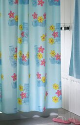 Gedy Begonia Curtain, Polyester, Blue, 200 x 180 x 0.02 cm