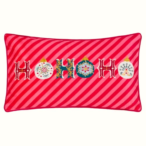 furn. Evans Ho Ho Ho Feather Filled Cushion (Red - 30x50cm)