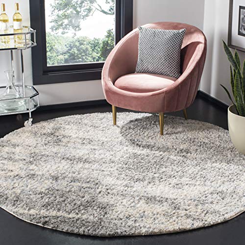 Safavieh Shag Rug for Living Room, Dining Room, Bedroom - Berber Shag Collection, Short Pile, in Grey, 91 X 91 cm