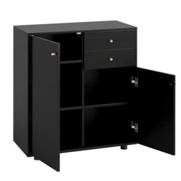 GiantexUK Sideboard Storage Cabinet, Freestanding Buffet Cabinet with 2 Doors, 2 Drawers, 3 Adjustable Shelves & Anti-tipping Device, Wooden Kitchen Cupboard for Dining Living Room (Black)