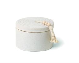 Paddywax Holiday Candles Cypress & Fir Range Artisan 3-Wick Scented Candle in Ceramic Jar with Lid, 283g, White Speckled