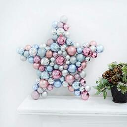 Mr Crimbo Christmas Bauble Star Decoration Xmas Ornament 33cm - Silver/Blue/Rose