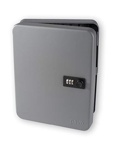Pavo - Key Cabinet, 36-Hooks, Combination Lock, Dark Grey, 36 Keyrings, Size: 8 x 24 x 30 cm - 8032815