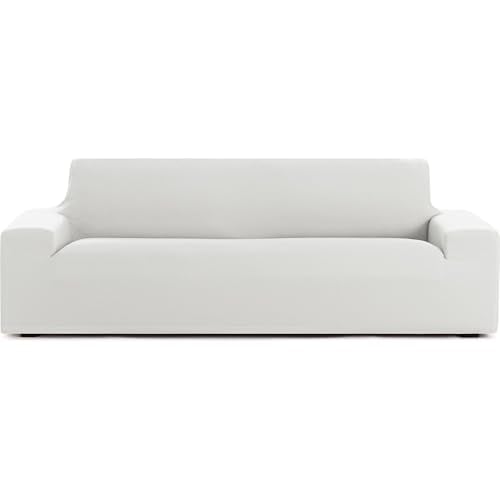 ECOMMERC3 Bi-elastic Breathable Sofa Cover Size 4 Seater ??? White Non-Slip Fit Sofa Cover, Easy to Put on and Remove, Includes Fastening Foams