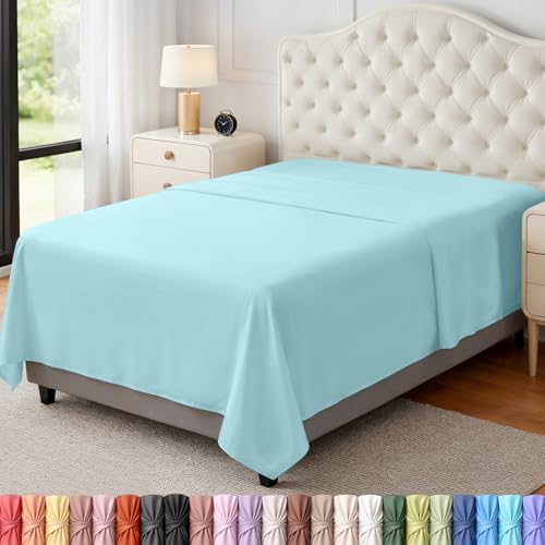 Utopia Bedding - 1 Pack Flat Sheet - Soft Brushed Microfiber Non Shrink and Fade Easy Care Flat Sheet (Aqua Blue, Single)