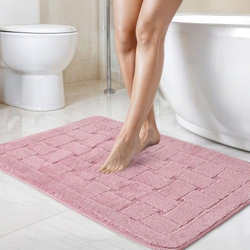 Emma Barclay Orkney - Crosshatch 2 Pc Bath Set in Blush Pink - Mat 45x75cm/ Pedestal 45x45cm