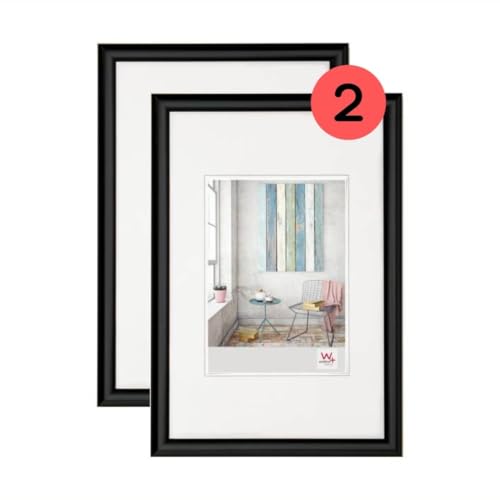 walther Design Picture Frame Black 40 x 60 cm Twin Pack, Trendstyle Plastic Frame KP460BD