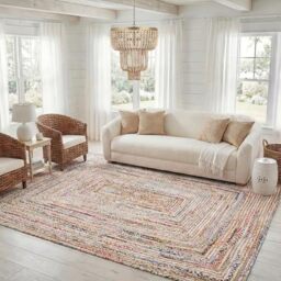 Safavieh Boho Rug for Living Room, Dining Room, Bedroom - Cape Cod Collection, Short Pile, in Multi, 274 x 365 cm