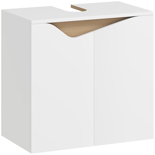 HOMCOM Under Sink Bathroom Cabinet, Bathroom Storage Cabinet with Soft-Close Doors, Modern Freestanding Storage Cupboard for Basin without Pedestal, 60 x 35 x 57.9 cm, White