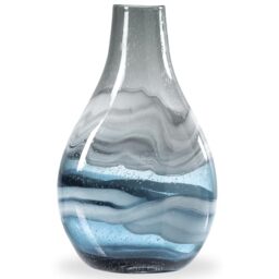 "Torre & Tagus Andrea Mouth Blown Glass Vase for Home Decor - 14"" Tall Large Blue Glass Vase Table Centerpiece, Handmade Blue Vases for Decor in Coastal Living Room, Entryway, Bedroom"