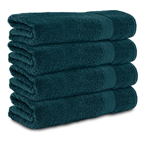 Komfortec Set of 4 Hand Towels 50 x 100 cm 100% Cotton Terry Towelling Soft Petrol