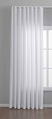 Gardinenbox Cationic Vienna 2025110 Curtain with Wave Band 245 x 300 cm White 1:2 Wavy Band Lead Band End Wrinkle-Resistant Wavefall
