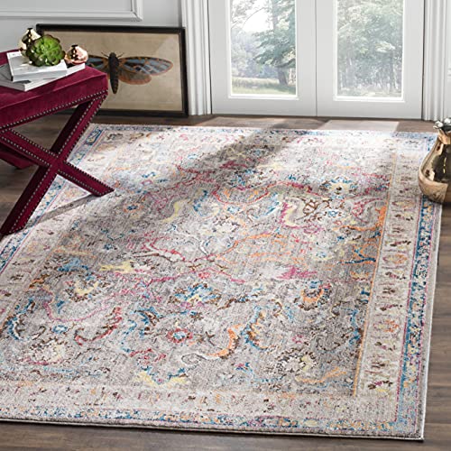 Safavieh Trendy New Transitional Indoor Woven Rectangle Area Rug, Bristol Collection, BTL357, in Grey / Ivory, 155 X 229 cm for Living Room, Bedroom or Any Indoor Space