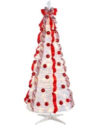 WeRChristmas Pre-Lit Pop Up Decorated Christmas Tree with 150 Static Warm LED Lights, Multi-Colour, 6 feet/1.8m