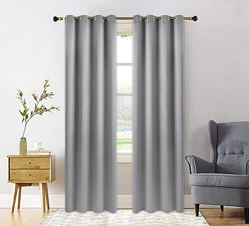 PI Blackout Curtains Extra Long, Grommet Thermal Insulated Room Darkening Door Curtains Window Treatment for Living Room/Bedroom/French Door/Home Decoration 1 Panel (Light Grey, W52XL120)