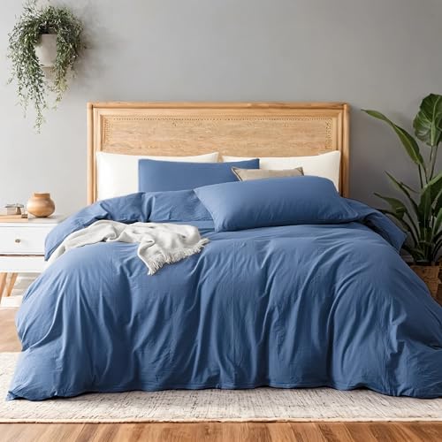 FEDALI HOME Dusty Blue Duvet Cover Queen Size - Extra Cozy Bedding - 160 GSM Ultra Soft Duvet Cover Set with 2 Pillow Shams - 3 Pieces - Comforter Not Included