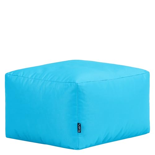 Bean Bag Bazaar Amara Bean Bag Outdoor Footstool, Aqua Blue, 40cm x 24cm, Bean Bag with Filling Included, Garden Footstool, Foot Stool, Outdoor Pouffe