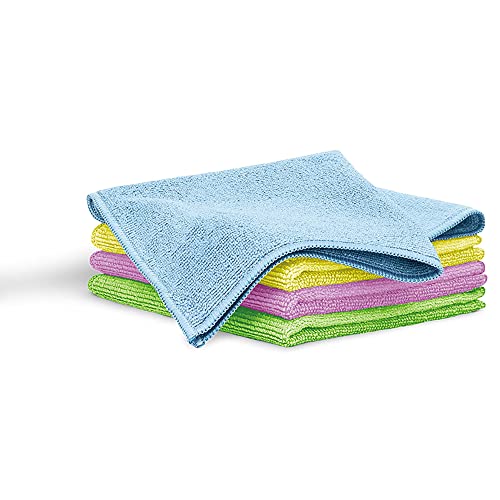 Blaumann Set of 4 Microfibre Kitchen Towels, Set of Soft Drying Cloths, Super Absorbent, Large XXL 40 x 38.5 cm, Cleaning Towels for Kitchen, Car, Glass, Bathroom, Reusable, Multi-Colour