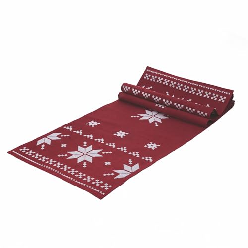 Red Table Runner 40 x 173 cm Polyester Geometric Decoration XMas
