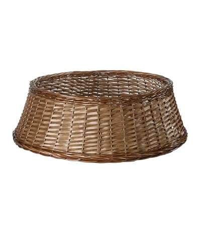 Brown Wicker Tree Collar – 70 cm Base, Hand-Woven Rattan Christmas Tree Stand Cover