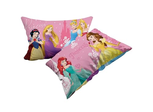 Princess Set of 2 Cotton Pillow Cases, Pair of Pillow Cases for Beds, 2 Pieces, 100% Cotton, 50 x 80 cm, Envelope Closure