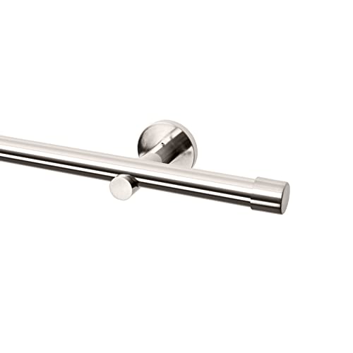 Meerveil 240 cm Curtain Pole, Metal Rod, Diameter 20 mm, Stainless Steel, Curtain Rod, Wall Mounting for Bedroom, Dining Room, Living Room or Kitchen, Drilling, Not Extendable