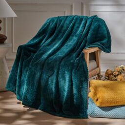 "NEWCOSPLAY Super Soft Throw Blanket Dark Teal Premium Silky Flannel Fleece Leaves Pattern Lightweight Bed Blanket All Season Use (Dark Teal, Throw(50""x60""))"