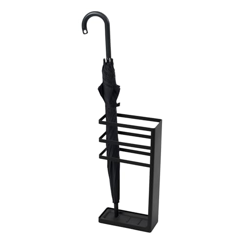 YAMAZAKI 7933 LAYER Slim Umbrella Stand, Black, Steel, Minimalist Design, 23 x 10.5 x 45 cm (LxWxH)