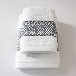 Jenny Sesal Miriam Set 1+1 Jacquard Towels with Frill, Set of Two Bath Towels Face and Guest Sizes: Face: 50 x 100 cm, Guest 38 x 58 cm, 100% Cotton, Soft to the Touch (White)