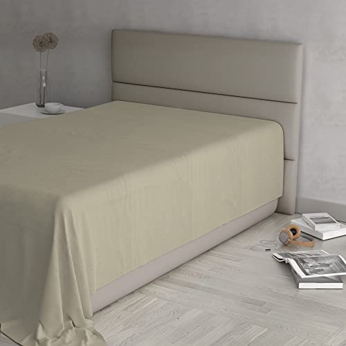 Max Color Top Sheet, 100% Cotton, Plain, Taupe, Queen Size 180 x 300 cm