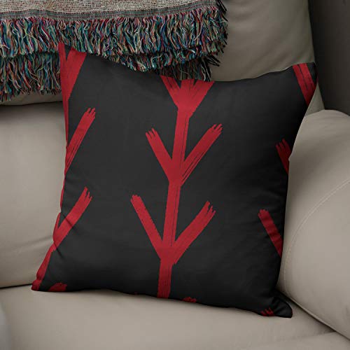 Bonamaison Decorative Cushion Cover Red & Black, Throw Pillow Covers, Home Decorative Pillowcases for Livingroom, Sofa, Bedroom, Size: 50x50 Cm - Designed and Manufactured in Turkey