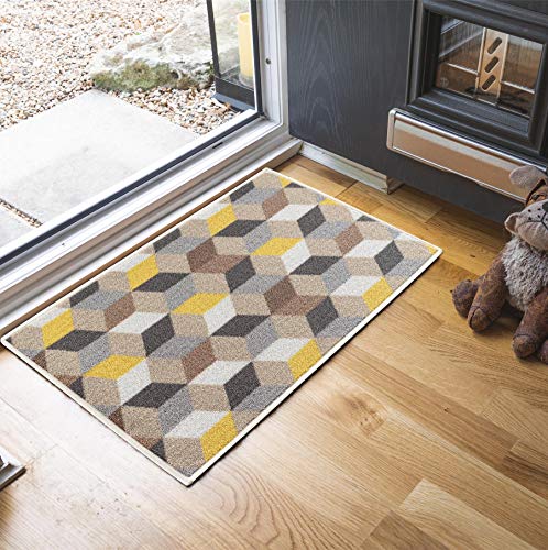 Havana Washable Non-Slip Door Mat, Arrow, Gold, 50x80cm