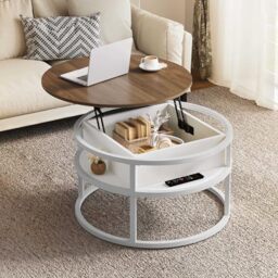 YITAHOME Round Lift Top Coffee Table, Coffee Tables for Living Room with Hidden Storage Compartment, Coffee Table with Storage for Home Office,Round Center Tables Living Room