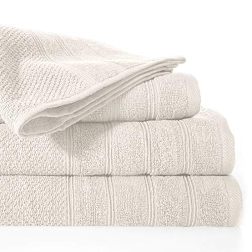 Eurofirany DESIGN91 100% Cotton Hand Towels, Terry Towel, Shower Towel, Bath Towel, Bathroom, 70 x 140 cm, Cream