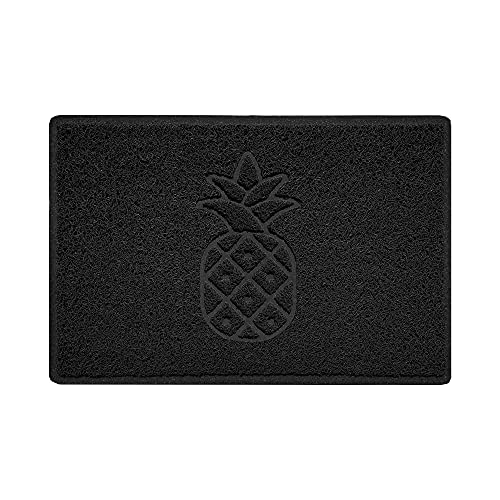 Nicoman Pineapple Embossed Shape Door Mat Dirt-Trapper Jet-Washable Doormat-(Use Indoor or Sheltered Outdoor)- (60x40cm/23.6x15.7inches, Small) Black
