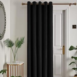 "Laurence Llewelyn-Bowen Montrose Velvet Curtain – Single Panel W66 x L84"" (168x214cm) – Black Eyelet – Thermal & Soundproof – Luxury Drapes for Bedroom & Living Room – Soft Touch Fabric"