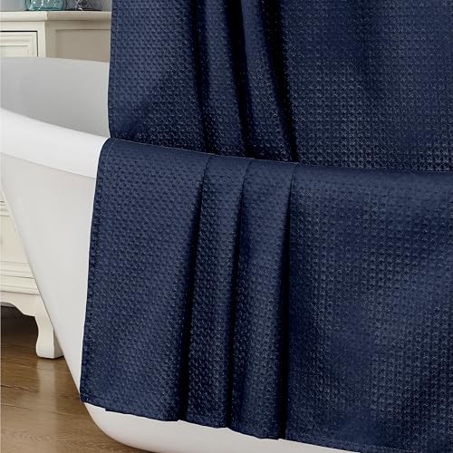 Aiyufeng Long Shower Curtains for Bathroom???Dot Like Embossed Textured Water Repellent Fabric Shower Curtain???Hotel Luxury Quality & Soft Cloth???Machine Washable???72Wx84L???Navy Blue