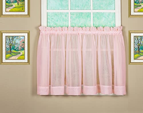 "Today's Curtain Emelia Original Voile Tier Pair 24"", Rose, 60"" W x 24"" L"
