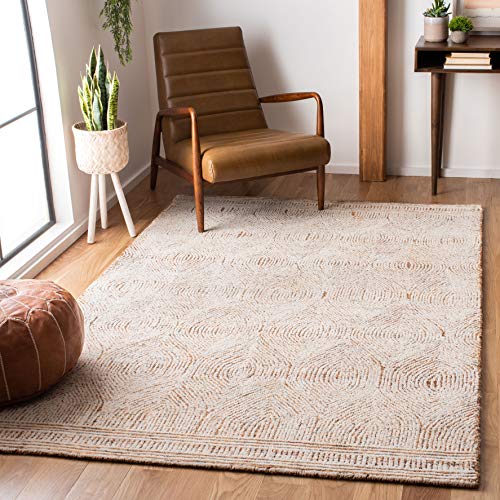 Safavieh Contemporary Rug for Living Room, Dining Room, Bedroom - Abstract Collection, Short Pile, in Ivory and Rust, 180 x 180 cm