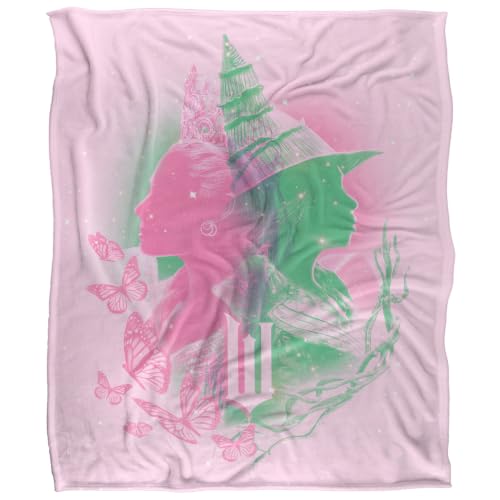 popfunk Wicked Pink And Green Glinda And Elphaba Portrait Silky Touch Super Soft Throw Blanket 152 X 127 Cm