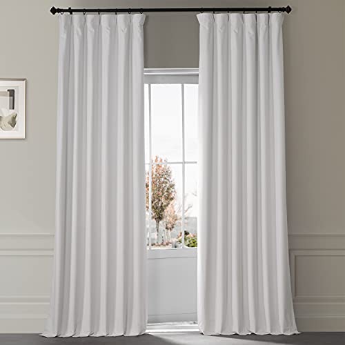 HPD Half Price Drapes Signature Plush Velvet Blackout Curtains for Bedroom (1 Panel), 50W X 84L Hotel Black Out Curtains for Living Room, Thermal Insulated Blackout Curtains for Windows, Misty White