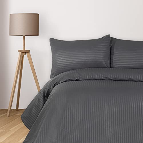Komfortec Deluxe Bed Linen 200 x 200 cm, 3-Piece Anthracite - Duvet Cover 200 x 200 cm Set with Pillowcases, Microfibre Bedding Sets with Zip, Soft and Non-Iron, Anthracite
