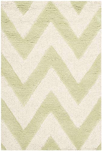 Safavieh Modern Indoor Hand Tufted Accent Area Rug, Cambridge Collection, CAM139, in Light Green / Ivory, 61 X 91 cm for Living Room, Bedroom or Any Indoor Space