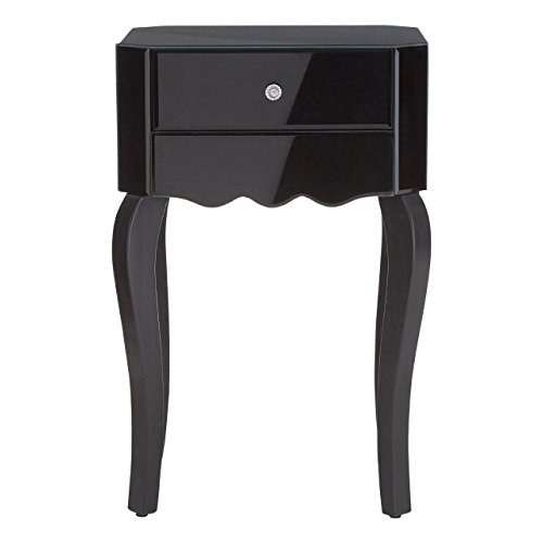 Premier Housewares Orchid Side Table, Wood, Black Glass