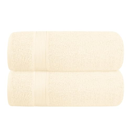 BELIZZI HOME Cotton 2 Pack Oversized Bath Towel Set 28x55 inches, Large Bath Towels, Ultra Absorbant Compact Quickdry & Lightweight Towel, Ideal for Gym Travel Camp Pool - Ivory