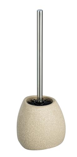 WENKO Pion Beige Ceramic Toilet Brush Holder with Silicone Bristles Beige