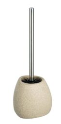 WENKO Pion Beige Ceramic Toilet Brush Holder with Silicone Bristles Beige