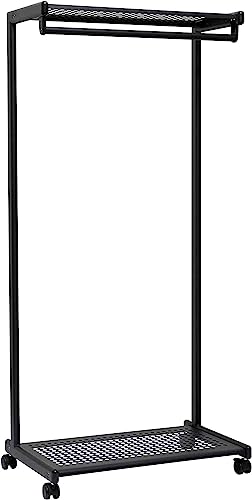 Maul MAULbolero Row Wardrobe - Stylish Mobile Coat Rack with Drawer Shelf for Trade Shows and Office - Sturdy and Compact Metal Clothes Rack for Jacket, Coat and Shoes - Black